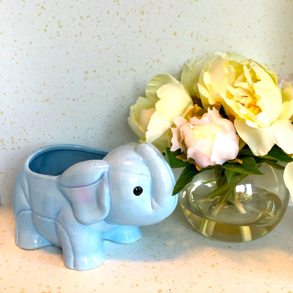 Large Blue Elephant Baby Planter